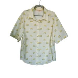 La Maregold Bianca Shirt Yellow Buttercup Chintz Floral Button Down Top M/L